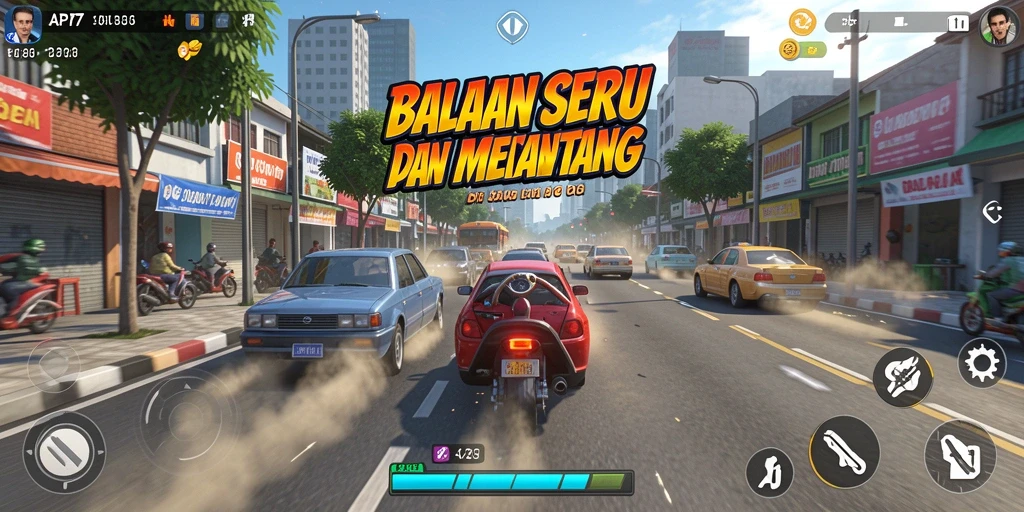 Screenshot utama API77 menampilkan aksi balapan yang mendebarkan.