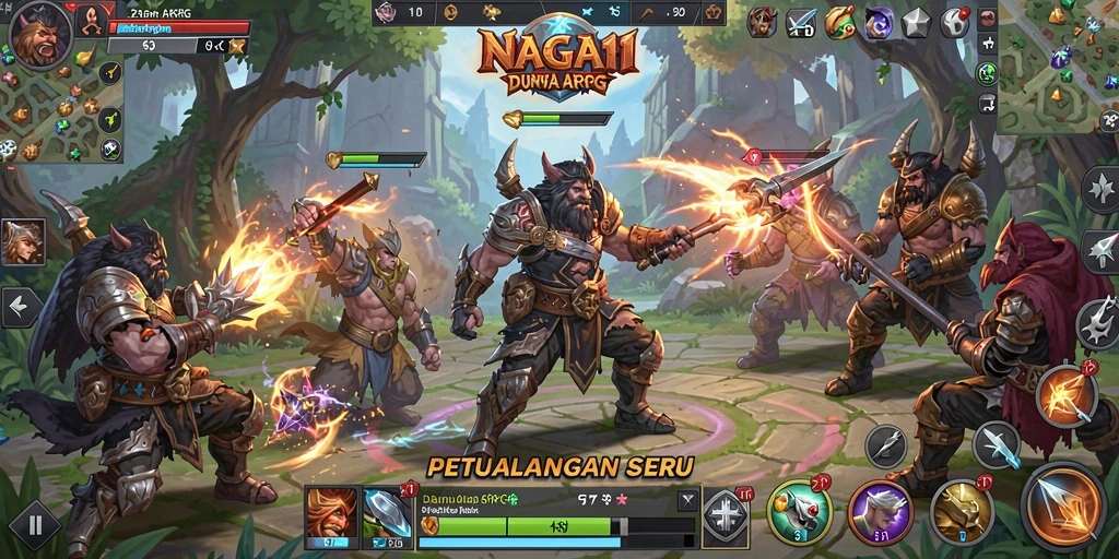 Tampilan gameplay NAGA11 yang seru dan penuh aksi ARPG.
