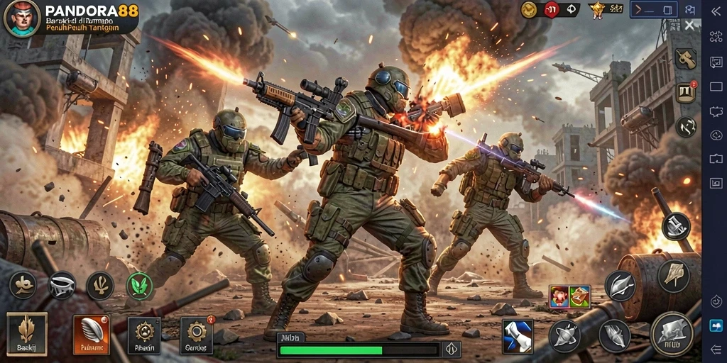Tampilan seru gameplay PANDORA88 dengan aksi pertempuran yang intens.