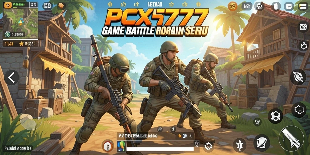 Gameplay seru dalam PCX777 yang menampilkan pertempuran Battle Royale.