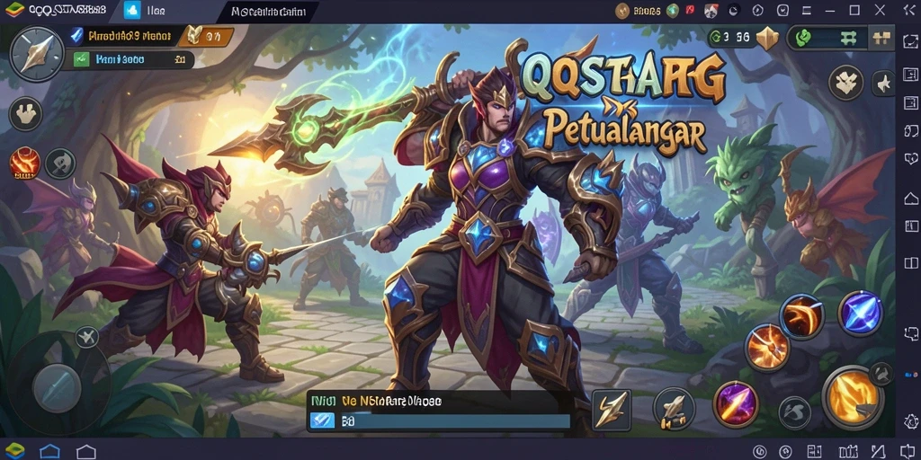 Tangkapan layar gameplay QQSTAR88 yang menampilkan pertarungan seru di dunia fantasi.
