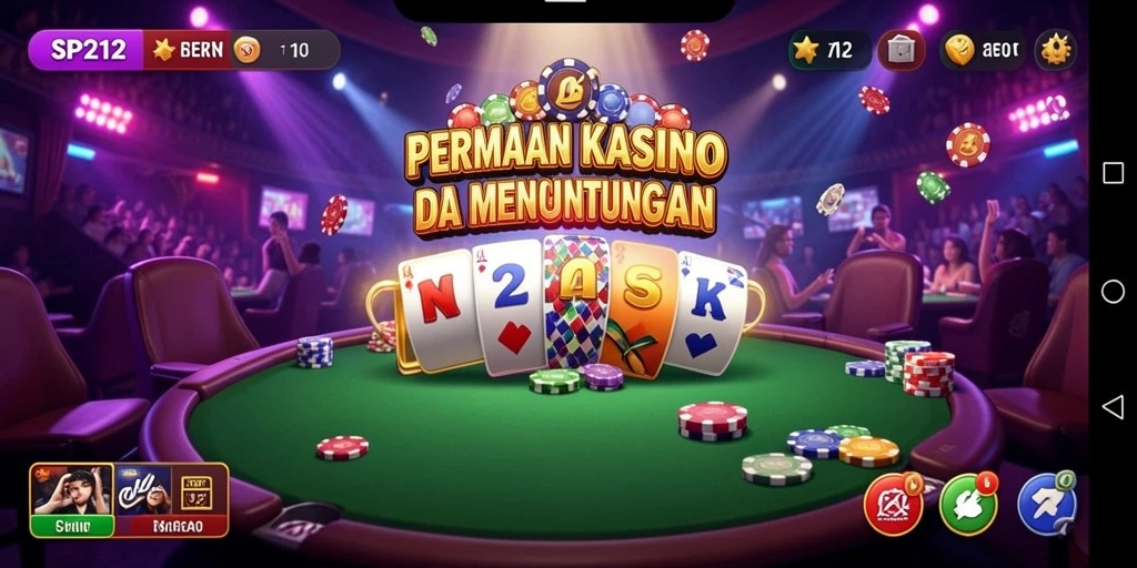 Tangkapan layar dari gameplay SP212 yang menampilkan suasana kasino yang menggembirakan.